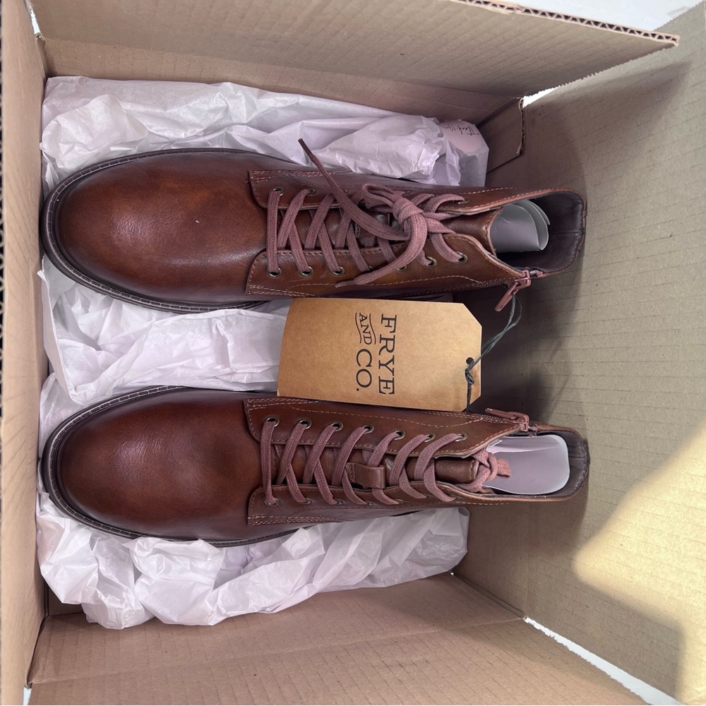 Frye & Co. Viper Men's Boots Size 10 M Brown Combat Lace Up Zip Ankle Boot New